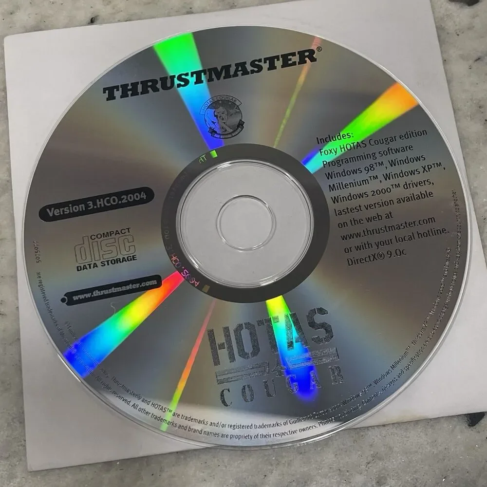 Thrustmaster Hotas Cougar Reference Book Manual And Programming Software Disc ￼